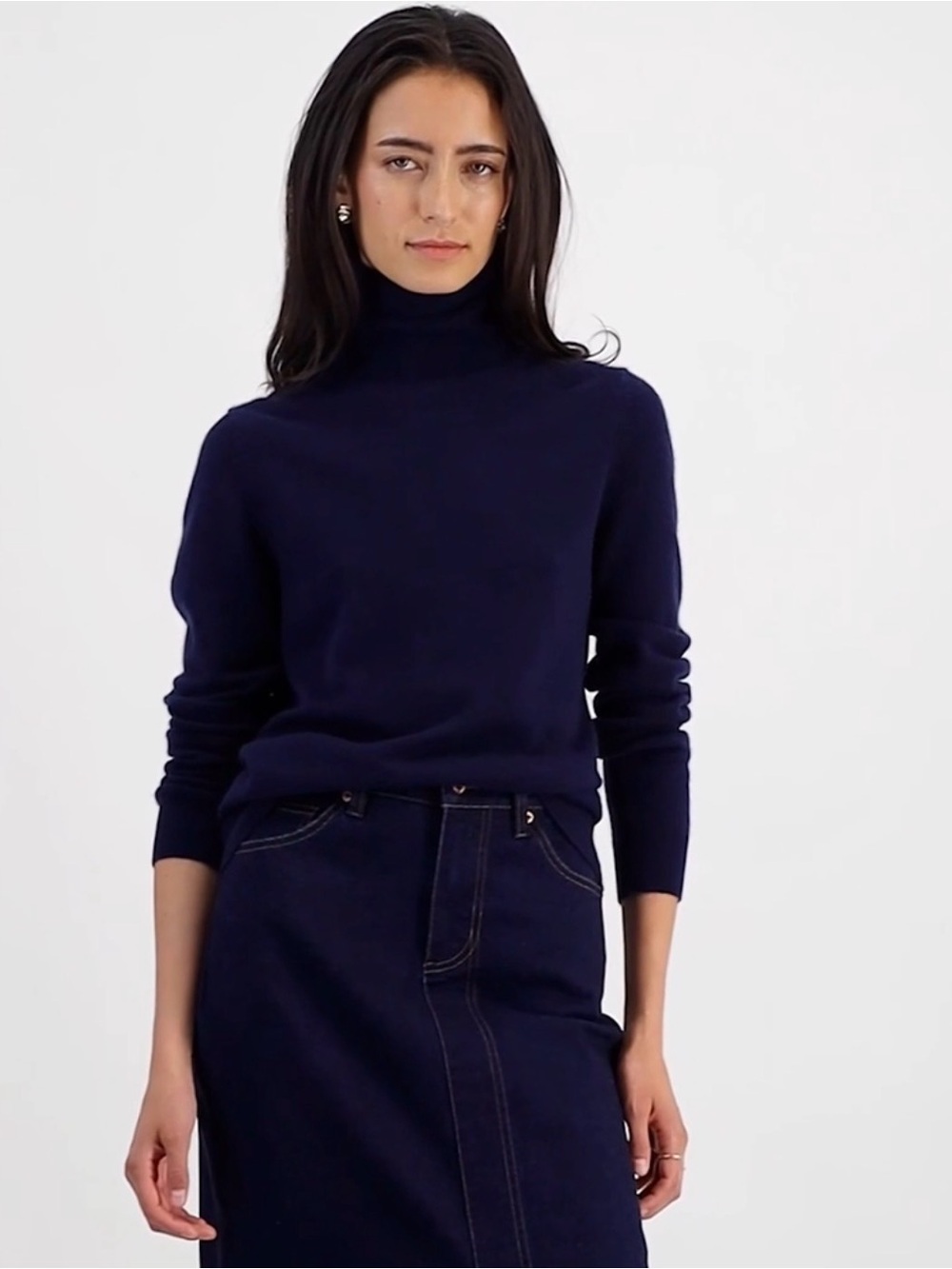 Charter Club Luxury women’s 100% navy blue cashmere turtleneck  L